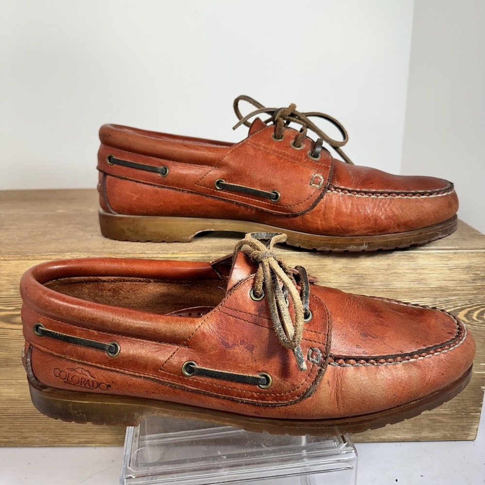 VTG Colorado Leather Boat Shoe Brown Mens SZ 11 Quality Handmade Deck Loafer